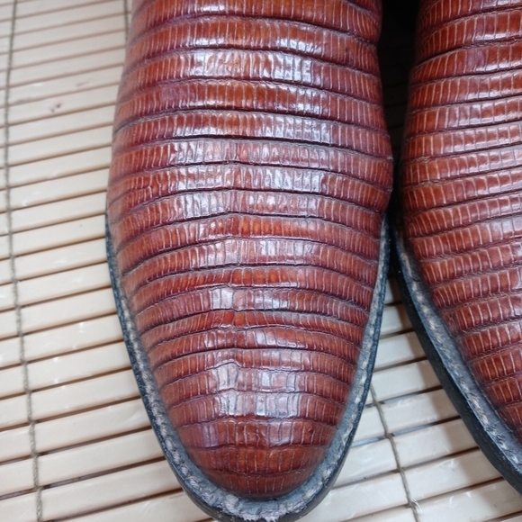 Tony Lama Gold Lable women's exotic pecan brown Teju lizzard Western boots. Sz 6 - Picture 4 of 11